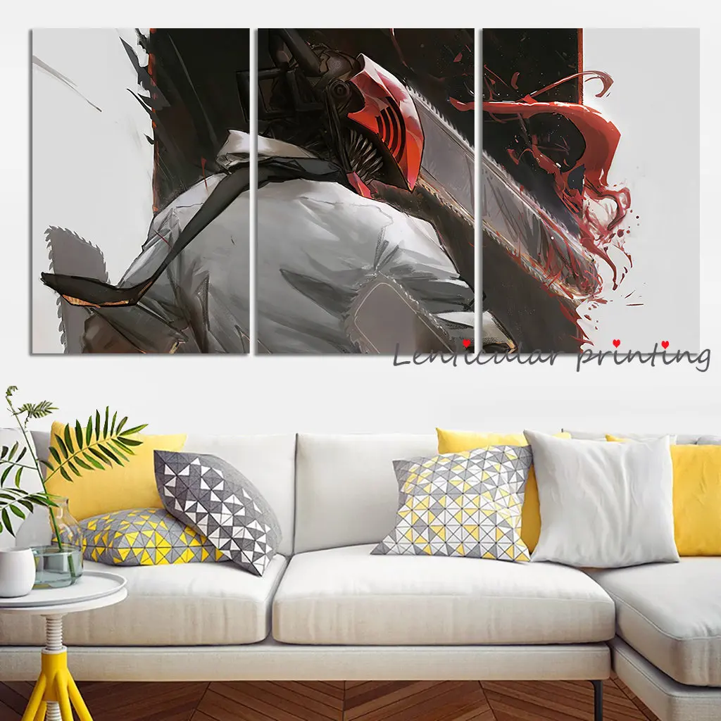 

Аниме Фигурка бензопилы Denji 3 шт. игра без рамки аниме плакат Аниме Холст мультфильм живопись настенные наклейки Искусство Декор комнаты