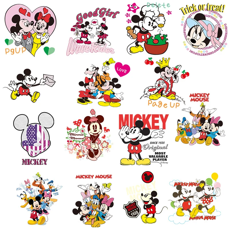 

Disney Minnie Iron-on Transfers Stickers Mickey Mouse Thermal Vinyl Heat Transfer Patch For Clothes Applique Stickers