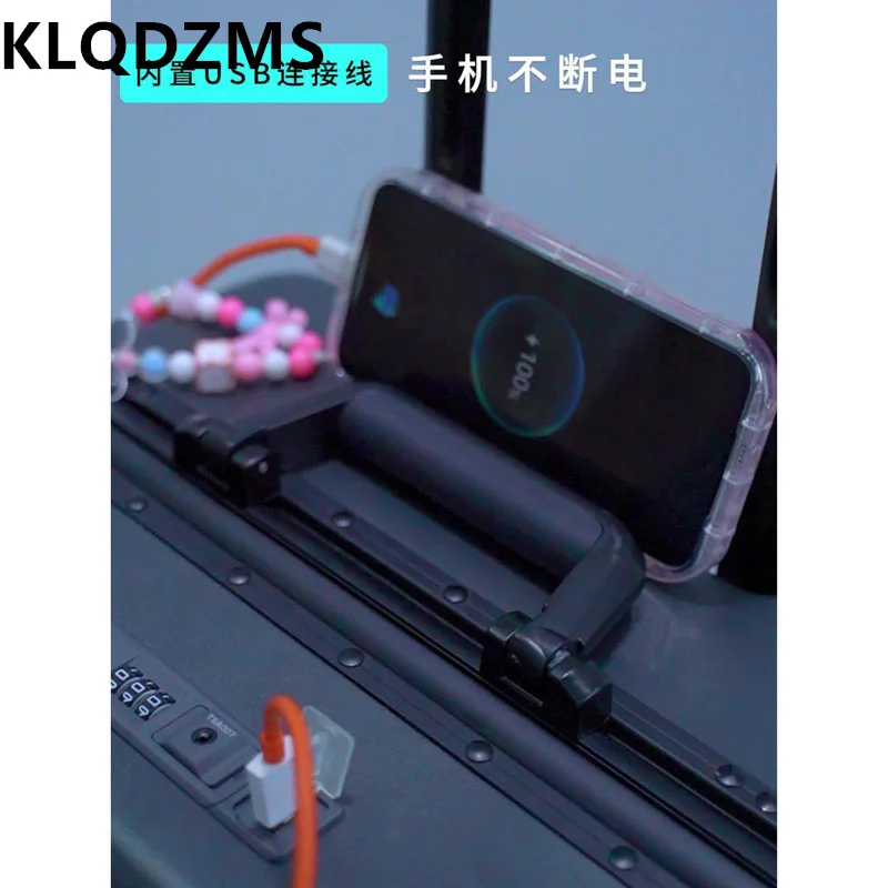 KLQDZMS чемодан для ноутбука с передним отверстием, посадочный чемодан с алюминиевой рамой, чемодан на колесиках 20 дюймов, 22 дюйма, 24 дюйма, USB-зарядка, чемодан в салоне (art.: 3920cbed01649) - 3920cbed01649