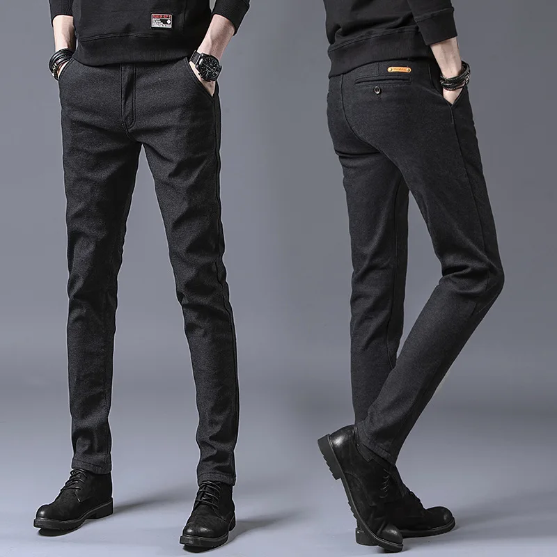 Spring Summer Design Men's Casual Pants Slim Cotton Pant Straight Trousers Male Fashion Stretch Business Plus Size 38