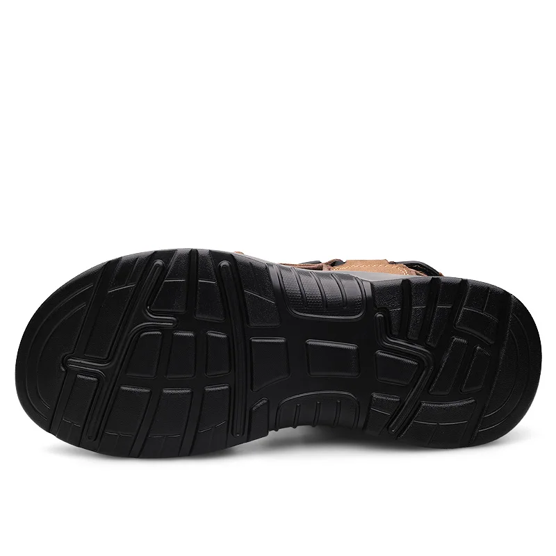 Летние мужские сандалии из натуральной кожи пляжные с регулируемой воздушной