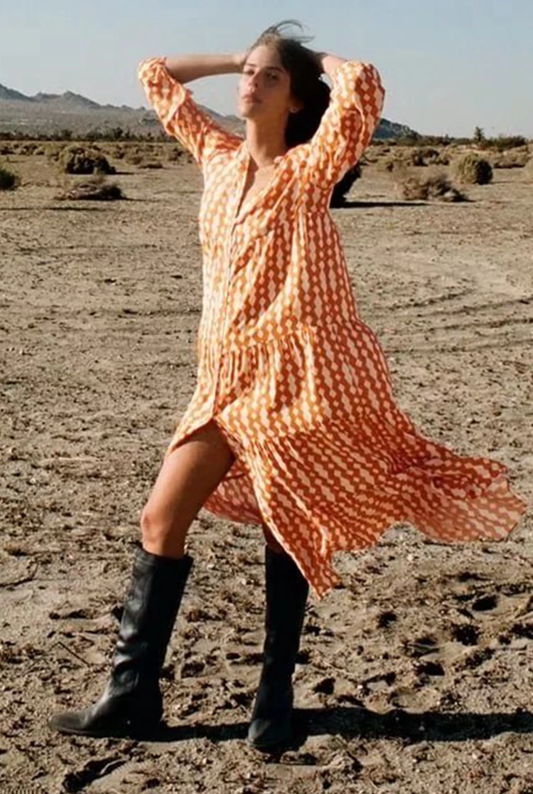 

New ProducTs Hot Sale In May TVTOBIVUMN Women's Clothing Buy Plaid Texture Elegant Casual Retro Summer Beach Dress