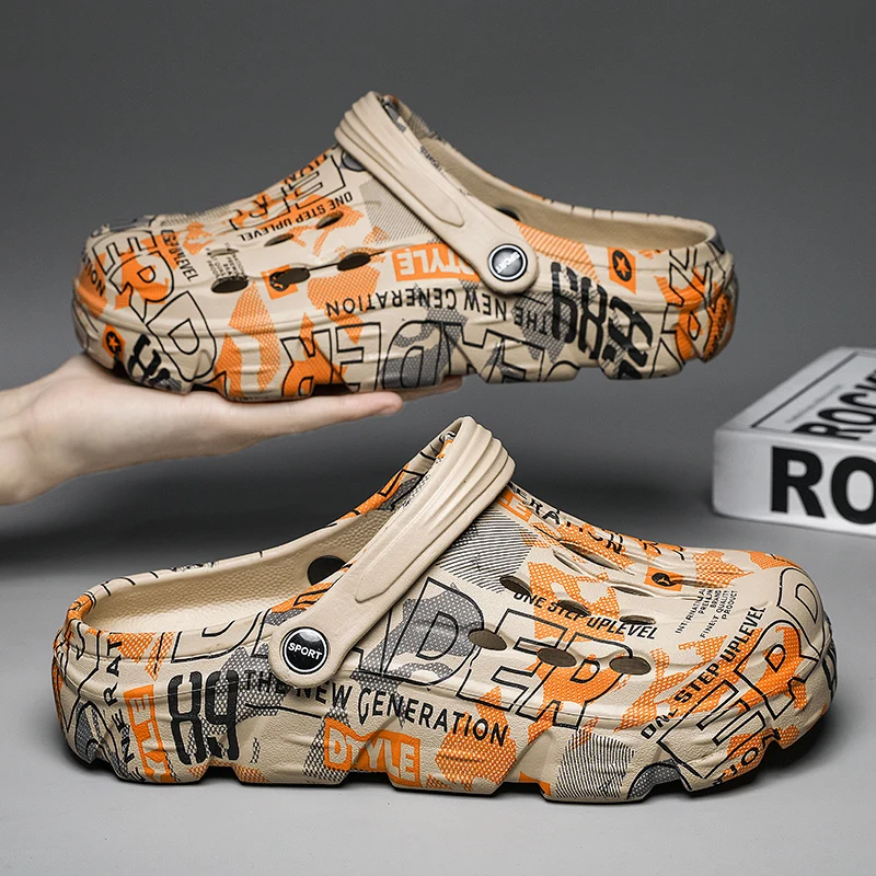 

Мужские камуфляжные спортивные пляжные туфли, сандалии и тапочки на толстой подошве, мягкая обувь для сада, лето 2023