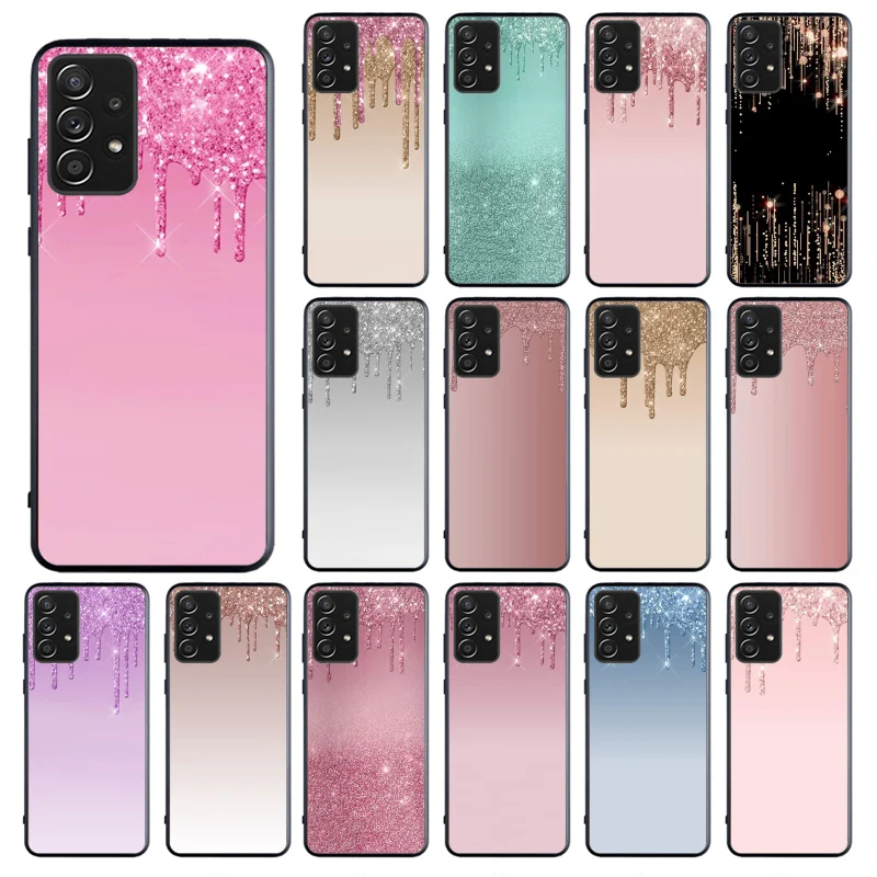 

Dripping Glitter Pink Gold Purple Phone Case For Samsung Galaxy A13 A03 A12 A32 A71 A11 A21S A02 A52 A72 A51 A50 A70 A31 M31