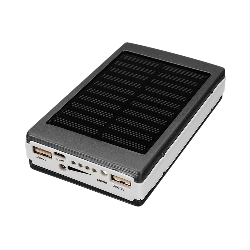 

Portable 18650 Power Bank Box Solar Energy Dual USB Mobile Phone Charging DIY Shell 5x18650 Battery Holder Charging Box With LED