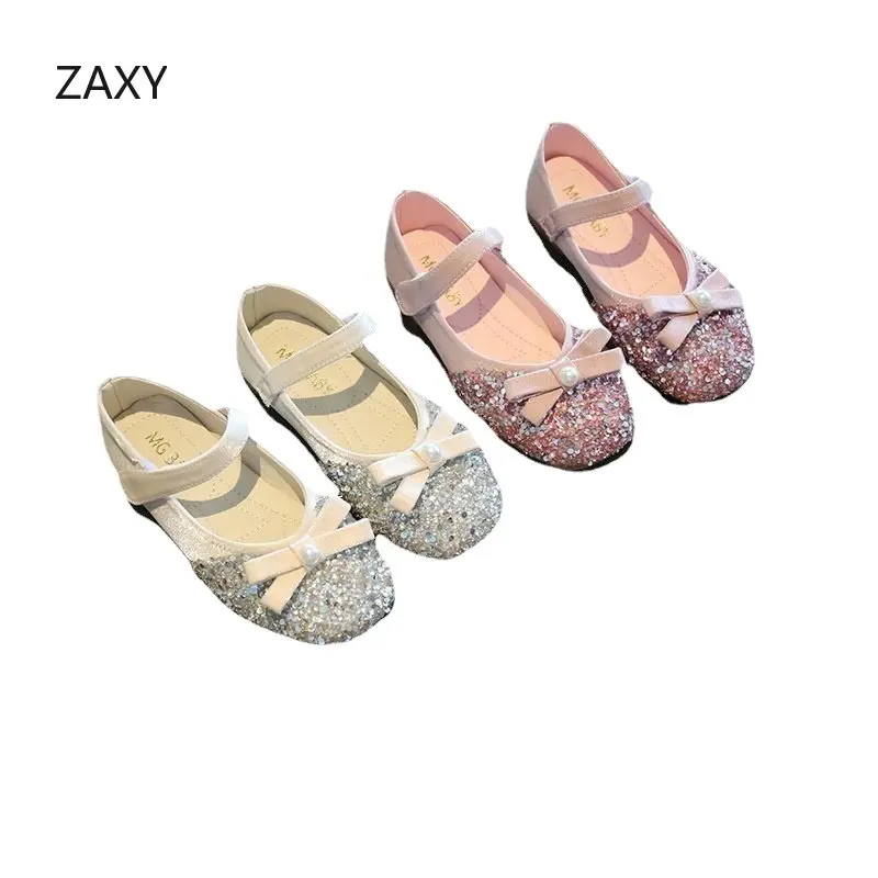 

Zaxy Girls' Princess Shoes 2022 Style Children's Crystal Shoes Sequins Soft Soled Baby Single Shoes Leather Shoes