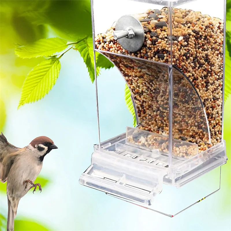 

No Mess Bird Feeders Automatic Parrot Feeder Drinker Acrylic Seed Food Container Cage Accessories For Small And Medium Parakeets