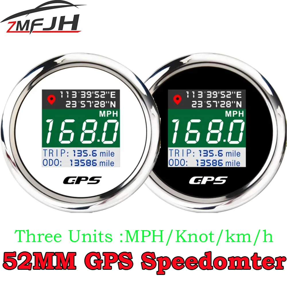 

AD New 52MM GPS Speedometer With GPS Antenna For Boat Car Motor Yacht TFT Screen Waterproof Odometer Adjustable Trip Speed Gauge