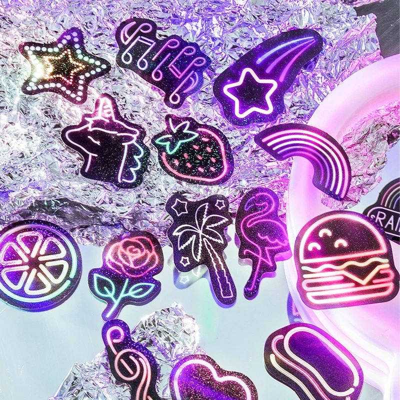 

40pcs/pack PET Laser Stickers DIY Scrapbooking Supplies Junk Journal Collage Photo Album Decor Cute Stationery Planner Stickers