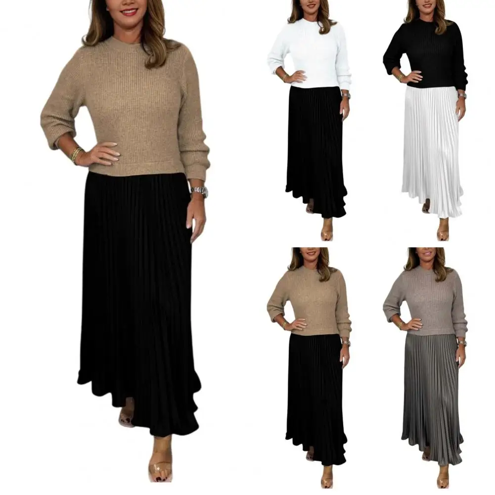 Женское длинное струящееся платье Искусственное свободное макси из двух частей