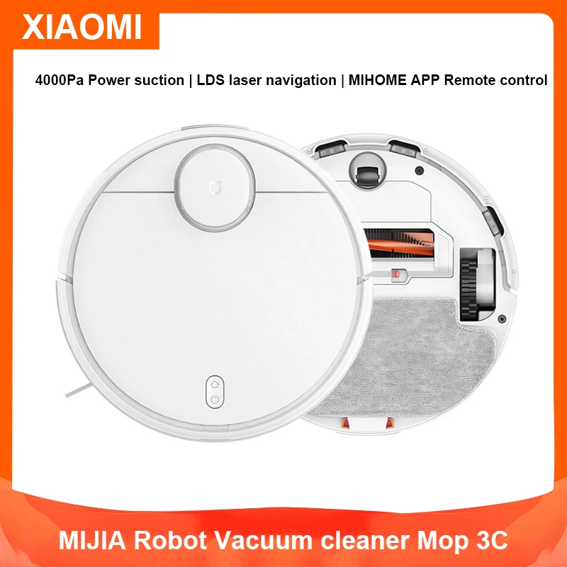 XIAOMI MIJIA Robot Vacuum cleaner Mop 3C Sweeping Mopping Home Cleaner Dust 4000PA LDS Scan Cyclone Suction Smart Planned Map