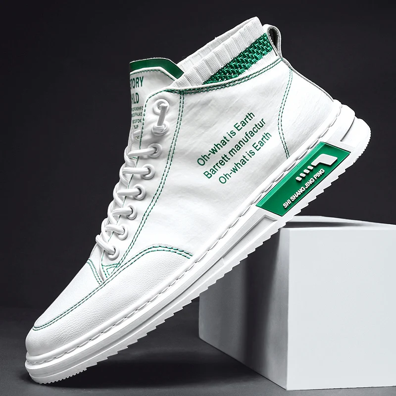

CRLAYDK Shoes For Men Canvas Casual High Top Platform Male Sneakers Outdoor Flat Walking Non Slip Fashion Designer Luxury Summer