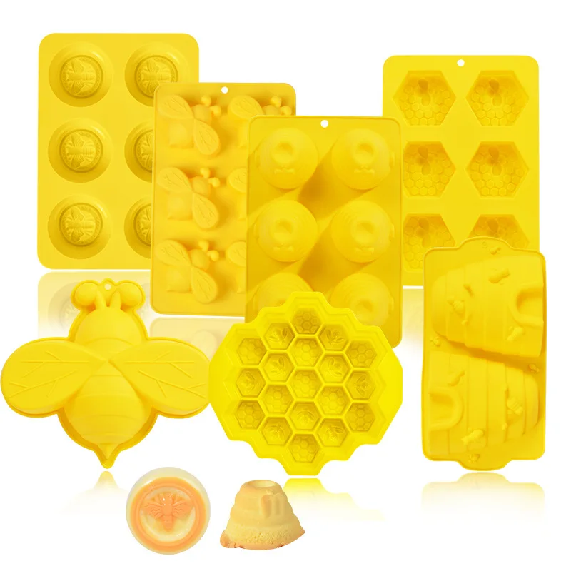 

6holes 3d Bee Cake Mold Silicone Mold Baking Tools Kitchen For Chocolate Cookie Candy Jelly Muffin Sandwiches Soap Candle Making