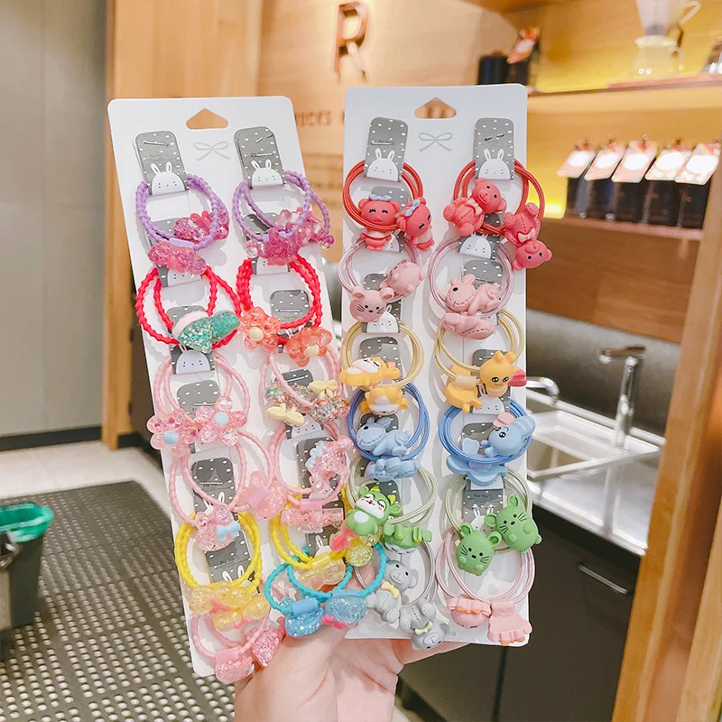 

10PCS 12PCS/Set Cute Cartoon Animals Hair bands Girls Elastic Rubber Band Headwear Hair Accessories Kids Headband Ornaments Gift