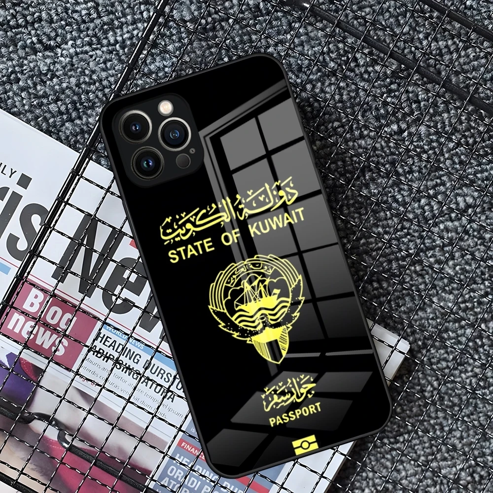 Чехол для телефона с флагом Паспорта Кувейт IPhone 16 15 14 Pro 11 13 12 Mini XS XR Max 6 8 7 Plus SE Glass