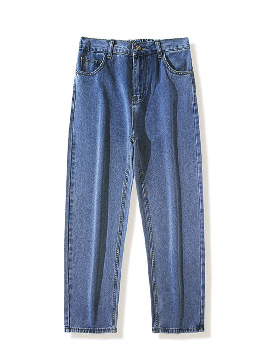 Four Seasons Men Jeans Ins Trend Solid Color Loose Straight Trousers Fashion Streetwear Men's Ins Hot Sale Streetwear Pants For