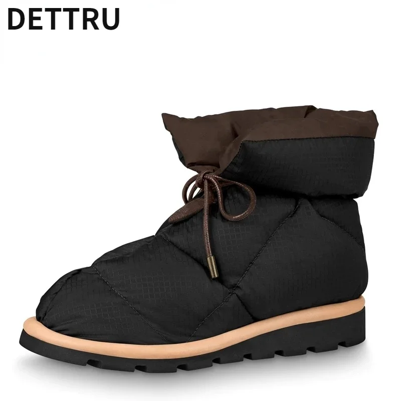 

Dettru Brand New 2021 Ins Fashion Women Ankle Boots Winter Warm Female Snow Boots Platforms Casual Short Shoes Woman Boots