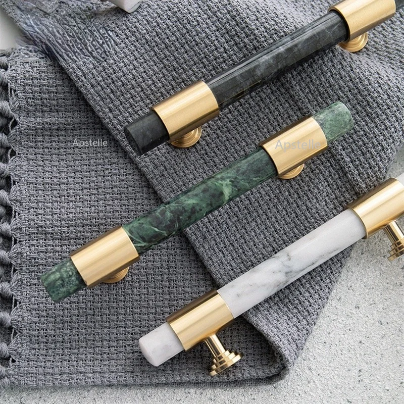 

Nordic Marble + Light Luxury Wardrobe Cupboard Handles Brass Cabinet Door Handle Cabinet Drawer Pulls and Knobs Furniture Decor