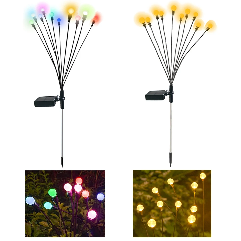 

6/10 Light Bulbs Solar LED Light Outdoor Firefly Lamp Garden Decoration Landscape Lights Firework Firefly Lights Home Lawn