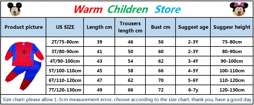 Детская одежда для сна с Микки Маусом пижама Человек-паук маленьких мальчиков и