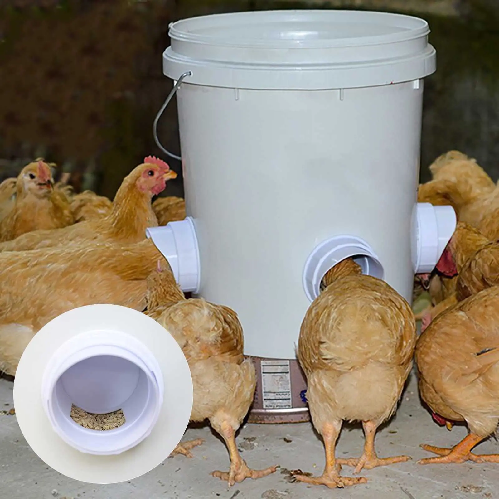 

6/8pcs Poultry Pro Feeder DIY Rain Proof Poultry Feeder Port Gravity Feed Kit For Buckets Troughs Dropshipping