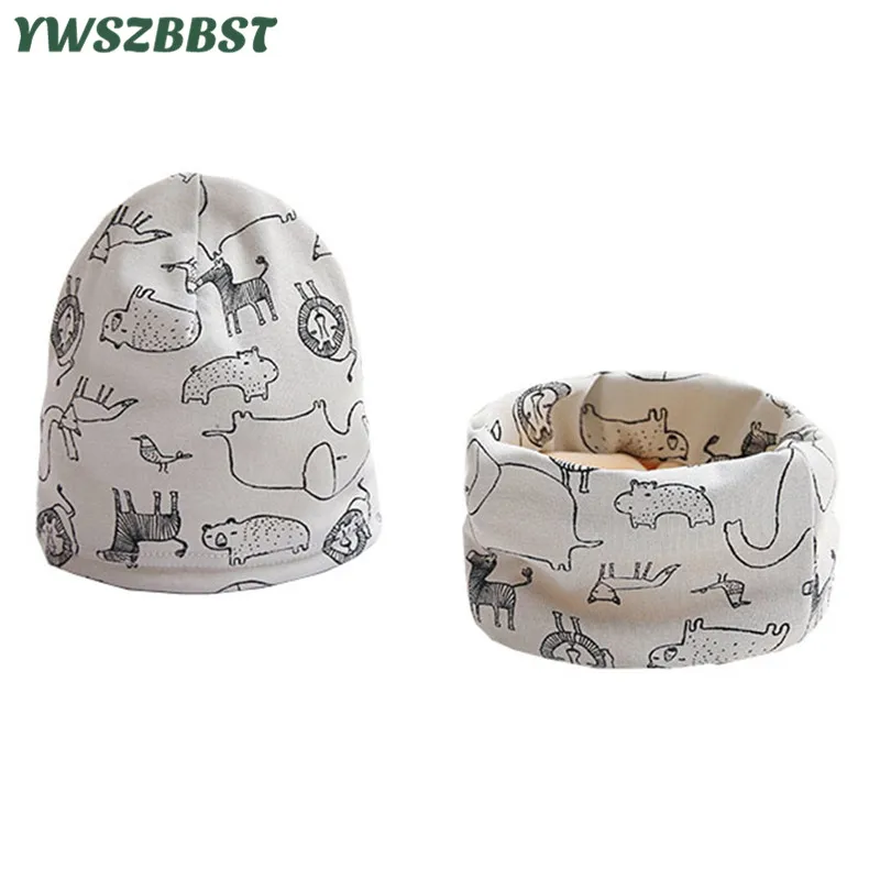 

Cotton Baby Hat Set Cartoon Lion Dinosaur Boys Girls Cap Neck Scarf Kids Head Cap Winter Children Beanies Cap