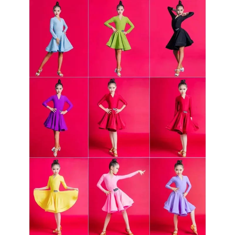 Новинка 2024 детское танцевальное платье для латиноамериканских девушек танцев с