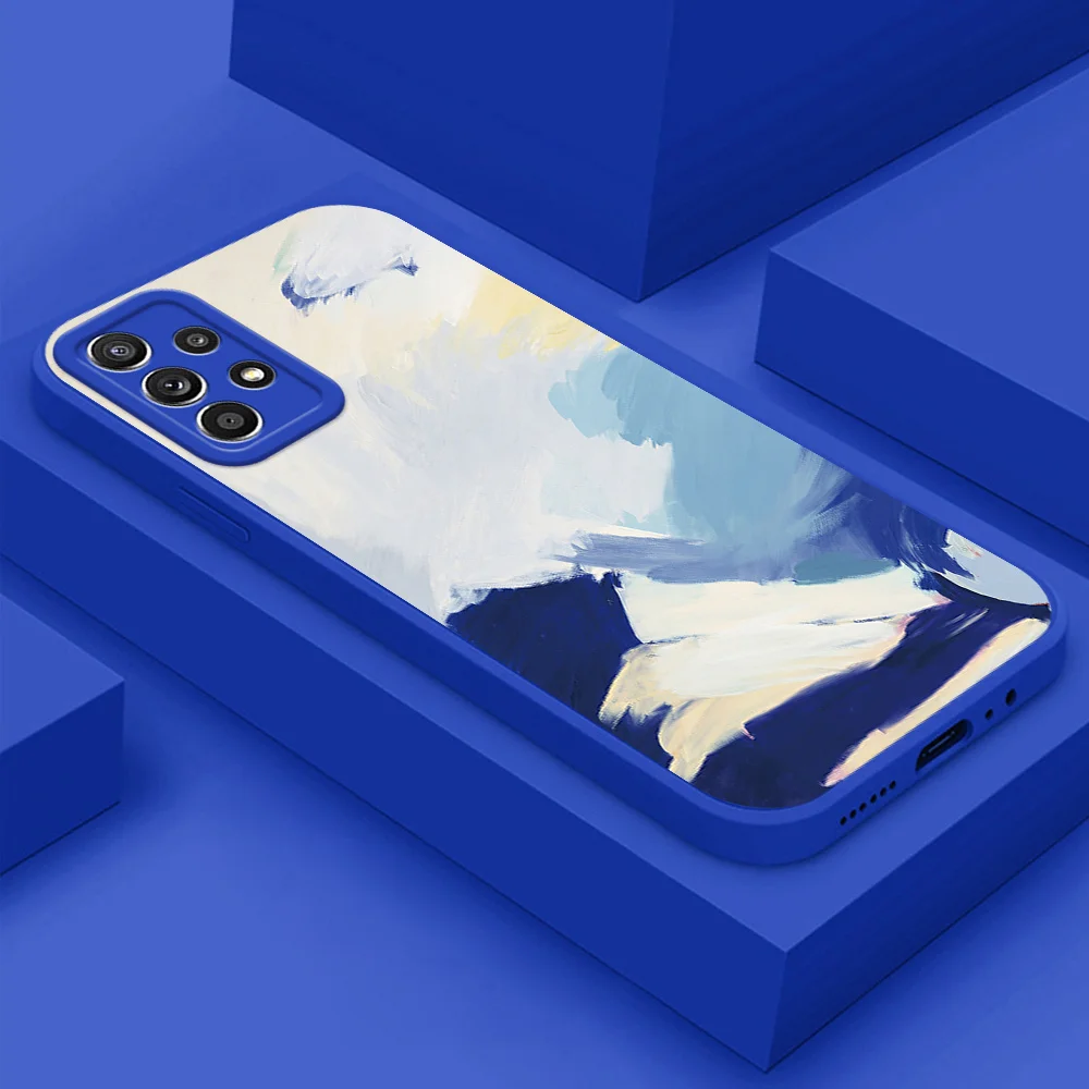 

For Samsung Galaxy A52 A52S 5G Line Drawing Ink Flower Phone Case For Samsung A33 A32 A22 A21S A20S A13 5G Soft TPU Back Cover