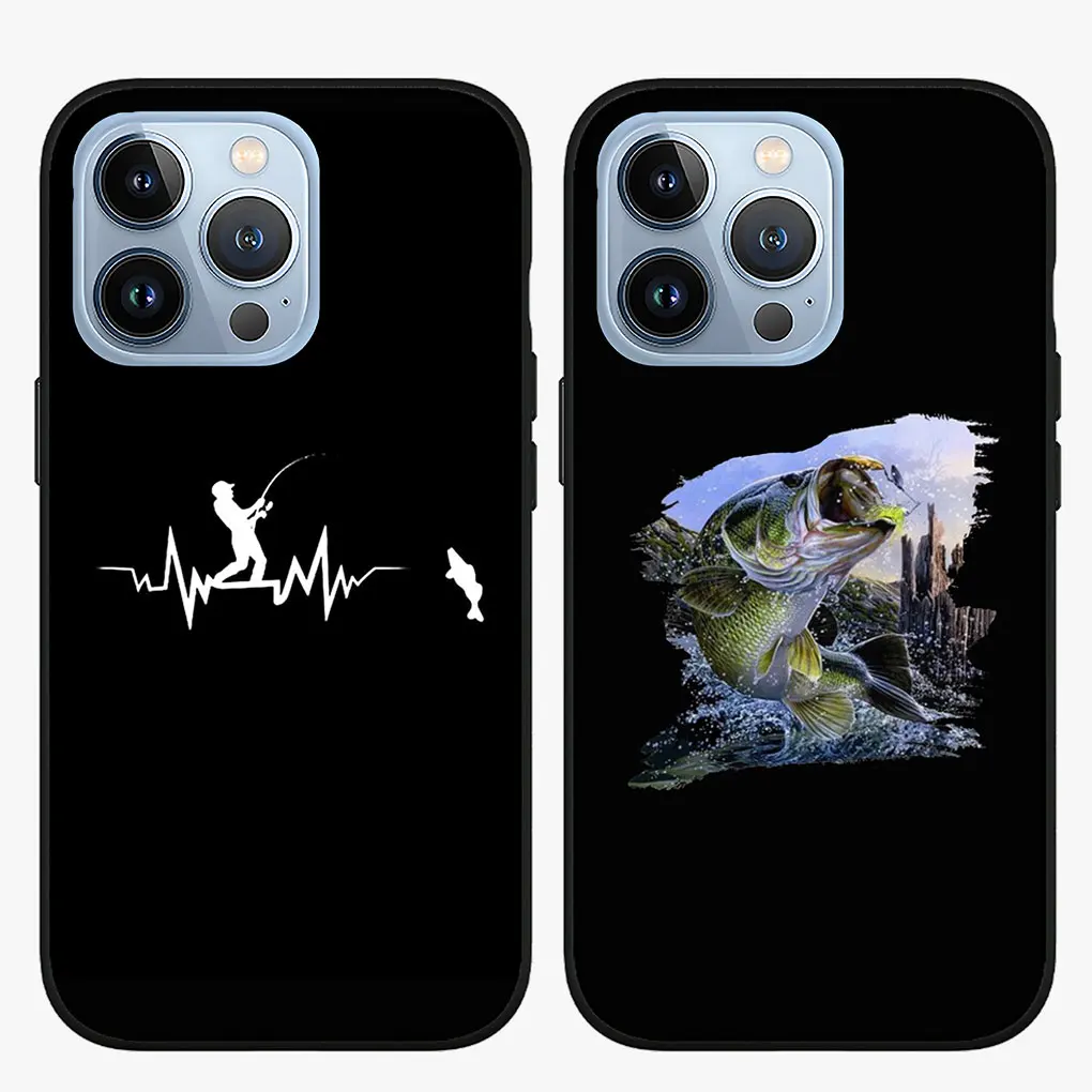 Fly Carp Fishing Rod Fish Soft Cover Phone Casing for Apple iPhone 16 15 14 13 12 11 Pro Max 6 6s Plus + SE 16+ Case