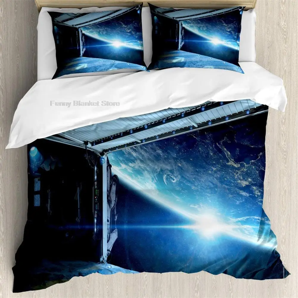 

Space ship 3Pcs Bedding Sets 3D Digital Printing Custom Quilt Duvet Cover Set Home Queen King Quilt Pillowcase