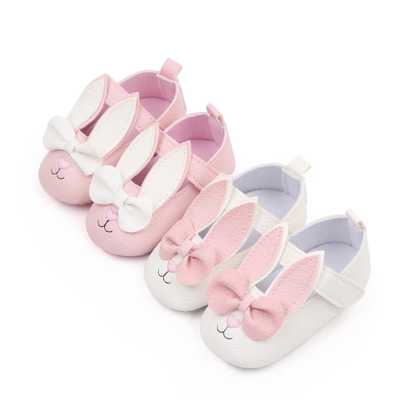 

Newborn Baby Shoes Cute Cartoon Rabbit Baby Girl Shoes Rubber Sole Anti-slip PU Shoes Infant First Walker Toddler Crib Shoes
