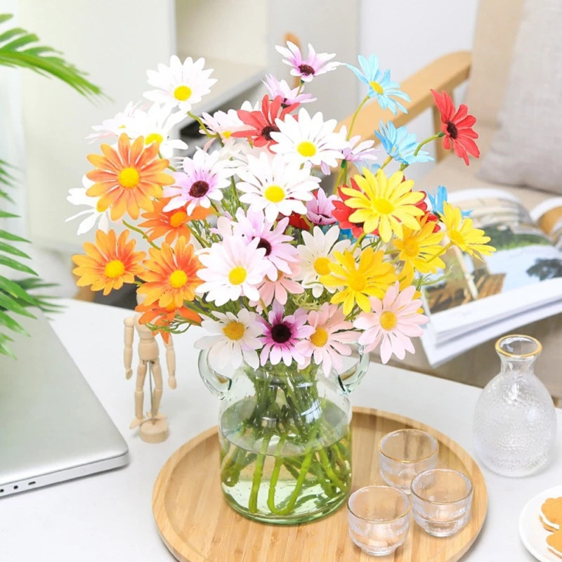 

Artificial Dried Flowers Daisy Artificial Gerbera Flowers Spring Decoration Faux Outdoor Plastic Fake Flowers for Home Decor