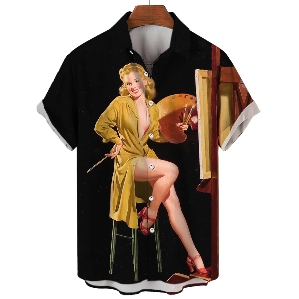 

Sexy Retro Men's Shirt Hawaiian 3d Countries Dance Women Print Crop Top Summer Outdoor Casual Tee Fashion Harajuku Shirt For Men