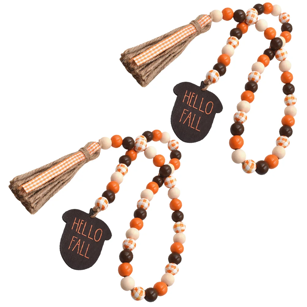 

2 Pcs Hanging Beads Thanksgiving Day Wood Garland Trinket Trayss Trinket Trayss Decorative Tray Wall Adornment