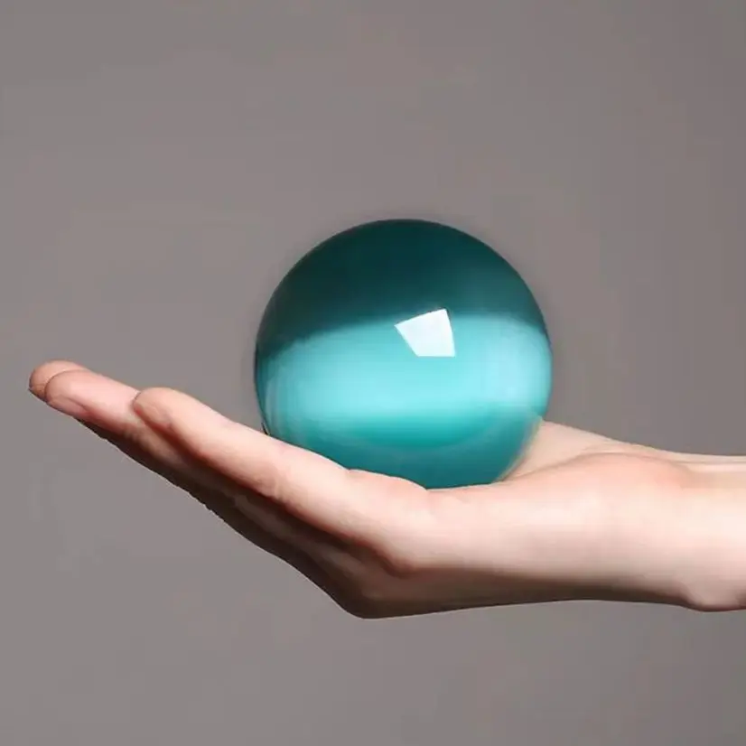 Красота Натуральный Синий Котячий Глаз Хрустальный Шар Гадание Энергетический