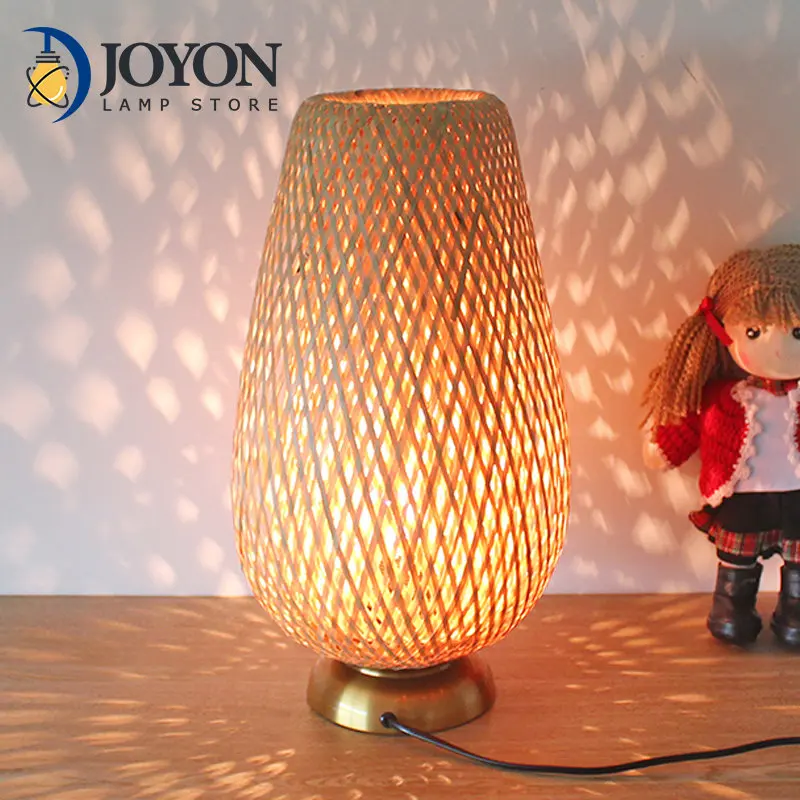 

Bamboo Rattan Weven Desk Lamp Studie Bureaulamp Nachtkastje Lamp Bar Tafel Woonkamer Decoratie Warme Bamboe Lamp