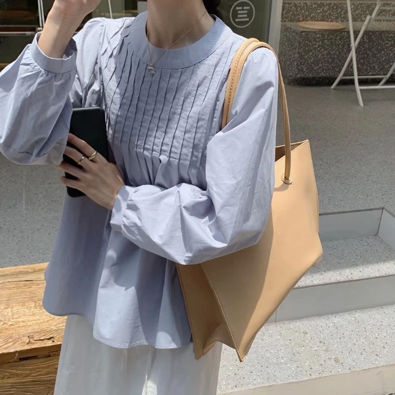 

2022 Chic Long Sleeve T-Shirt Women Solid Simple Women Tshirt Casual New Fashion Blouse Loose O-neck Femme Blusas H102