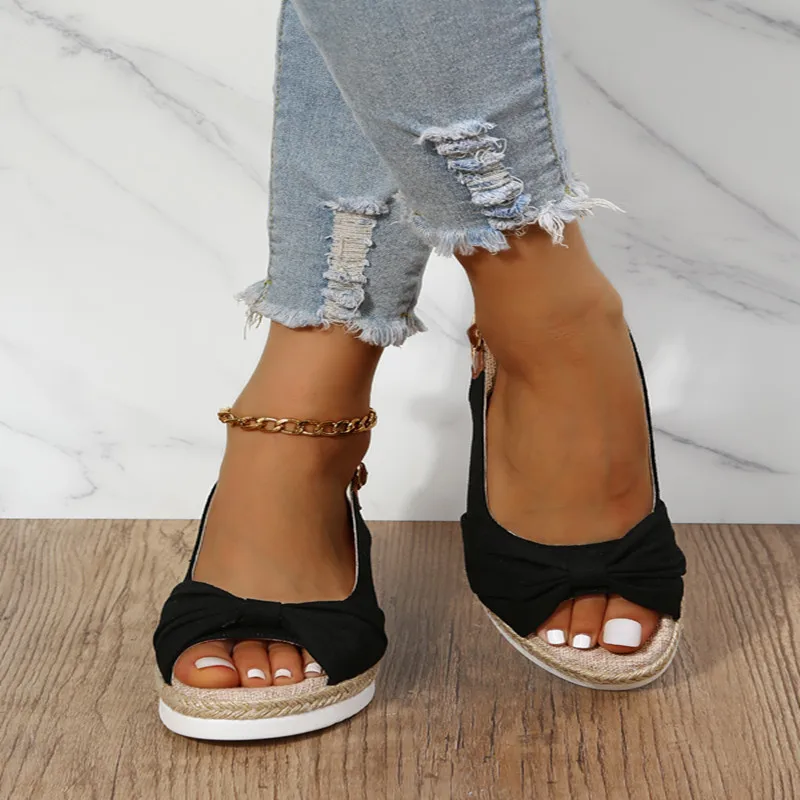 

2022 Fashion Buckle Peep Toe Women Sandals Wedges Comfort Lightweight High Heels Wear-resistant Women Office Wedding Sandals
