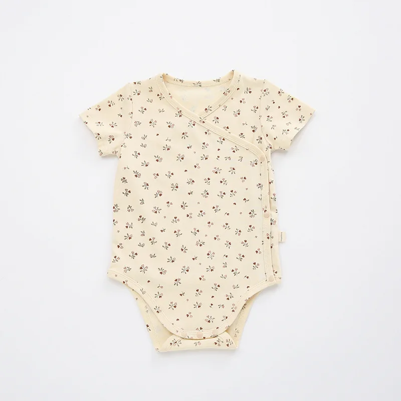 Детский хлопковый комбинезон с коротким рукавом и принтом |