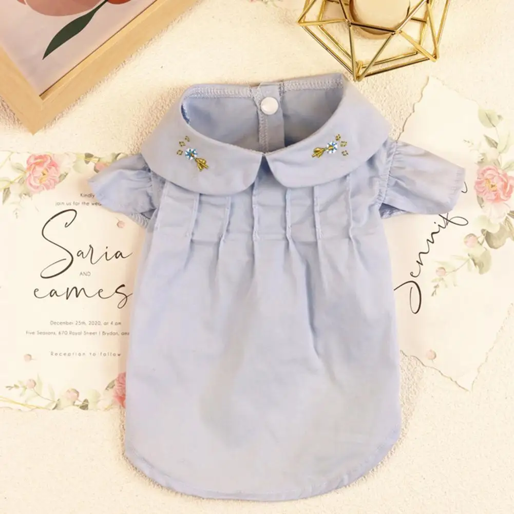 

5 размеров, качественная декоративная рубашка с вышивкой, одежда для домашних животных, быстросохнущая одежда для весны и лета