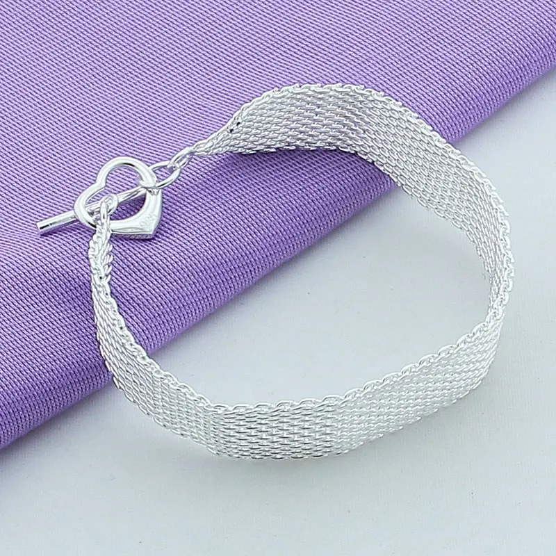 

Wholesale silver Plated mesh bracelets for wedding women chain Charm fashion jewelry fine gift