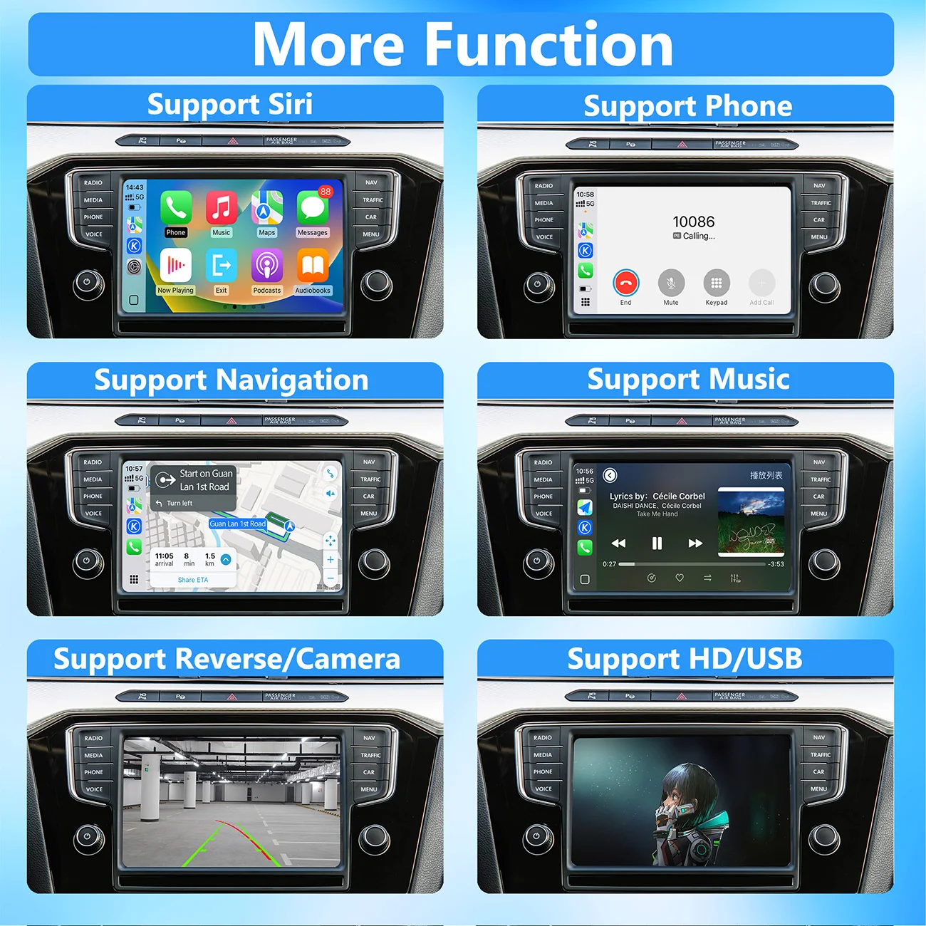 Фото Беспроводной Carplay Android Auto Airplay AutoLink для VW Volkswagen TIGUAN Teramont PHIDEON GOLF GTI POLO Passat B8 MAGOTAN (B8) №4