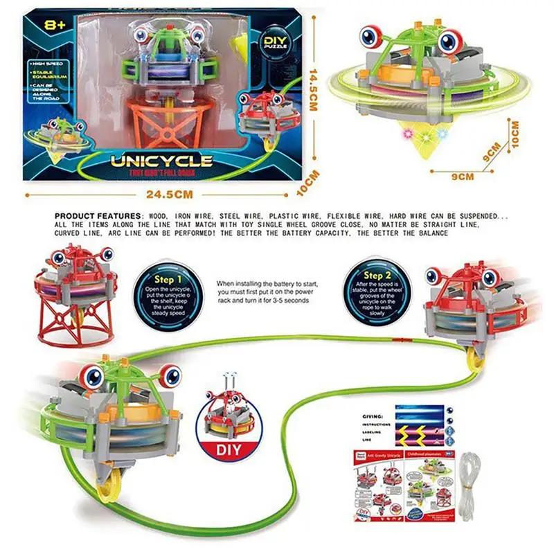 

gyro Original Creative New Children Assembling Wheelbarrow Tightrope Walking Robot Gyro Balance Science and Education Toy42141