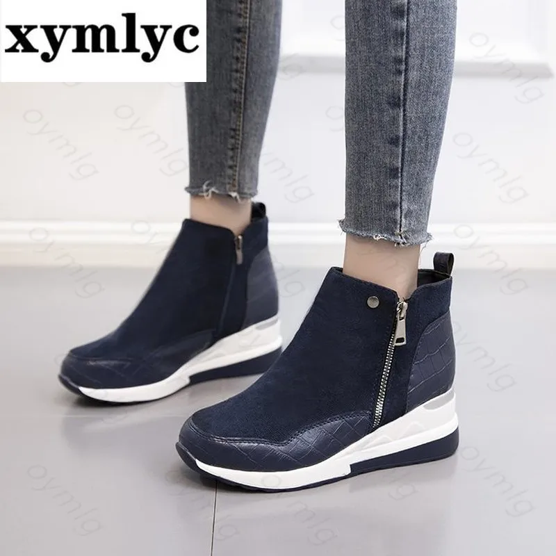 

Plus Size Warm Plush Winter Botas Chunky Sneakers Ankle Boots Women Shoes Ladys Zipper Buckle Thick Sole Platform Zapatos Mujer