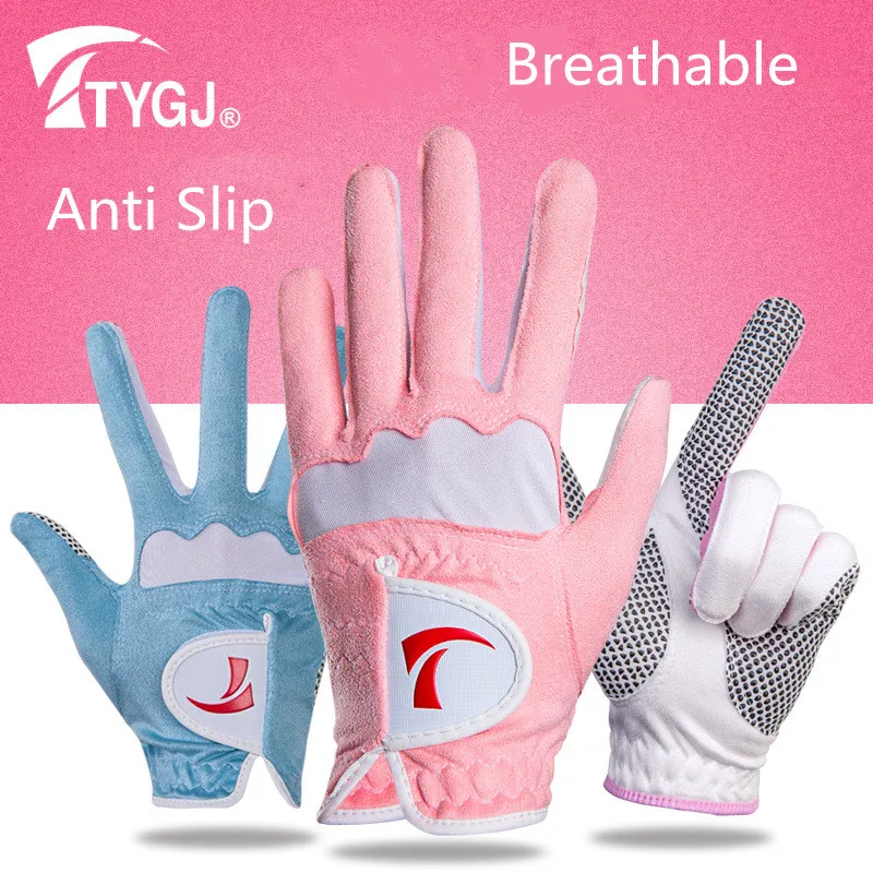 

2pair /Lot Women Left Right Hand Golf Gloves Sunscreen Sweat Absorbent Microfiber Cloth Gloves Soft Breathable Wear-resistant