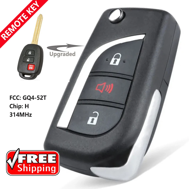 

DIYKEY 314 МГц FCC ID: GQ4-52T 3 кнопки H чип для ToyotaRAV4 Highlander 2013-2017 умный дистанционный брелок без ключа
