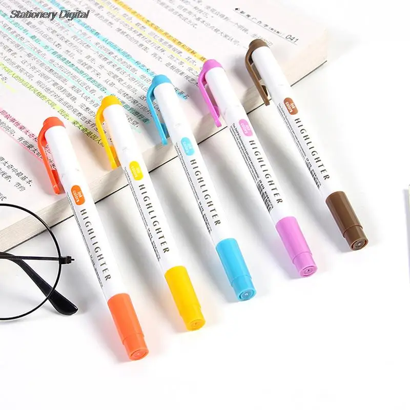 

5 Colors/Box Double Headed Highlighter Pen Set Fluorescent Markers Colorful Art MarkerPens School Office Art Stationery Supply