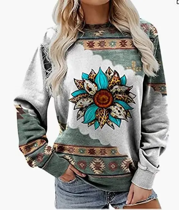 Женская толстовка в этническом стиле с длинными рукавами