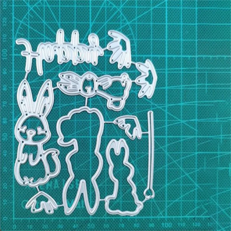 

2022 Metal Cutting Dies Happy Easter Bunny Floral Frame Diy Scrapbooking Photo Album Decorative Embossing PaperCard Crafts Die