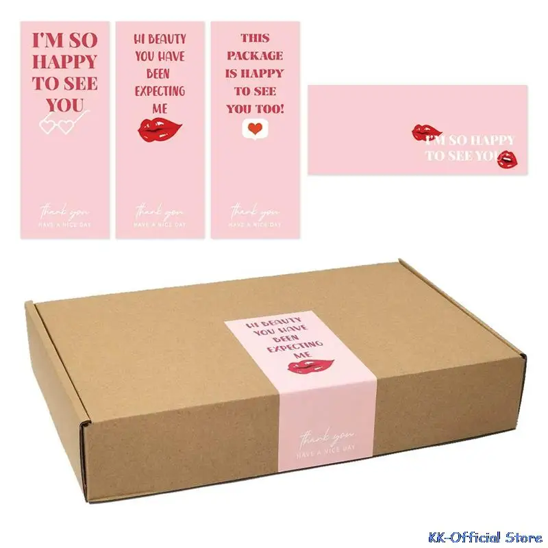 

50sheets/pack This package is happy to see you too Seal Labels Cute Pink Thank You Packaging Sealing Decoration Stickers